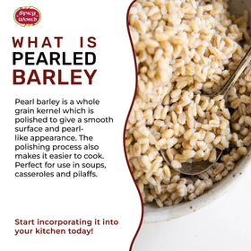 Spicy World Pearl Barley in a pilaf dish ready to serve.