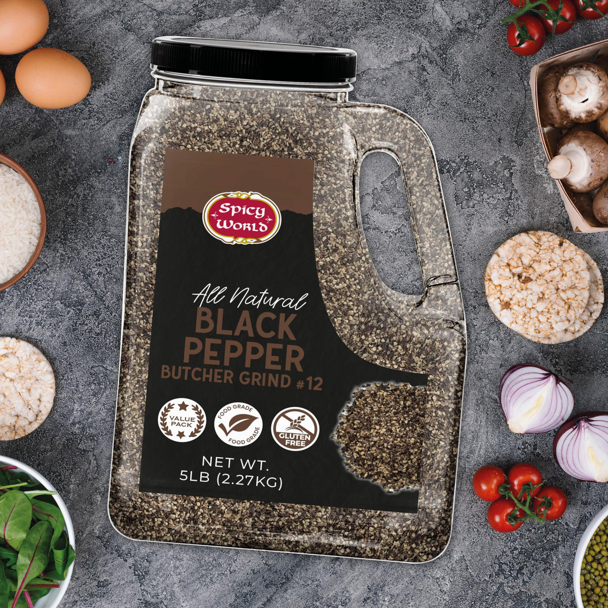 Spicy World pepper coarse grind ideal for steak seasoning and grills