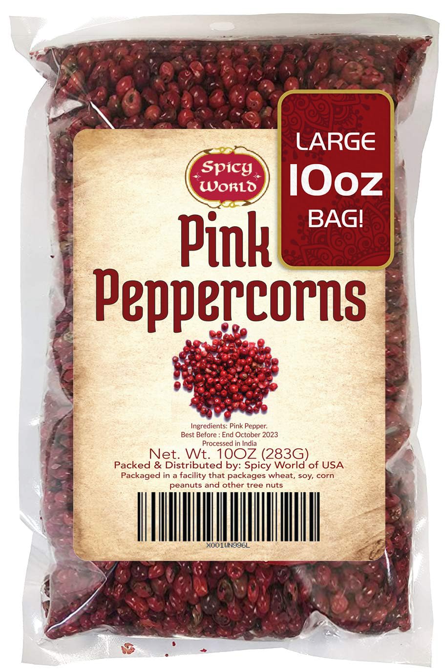 Spicy World Pink Peppercorns bag, premium whole pepper for gourmet seasoning