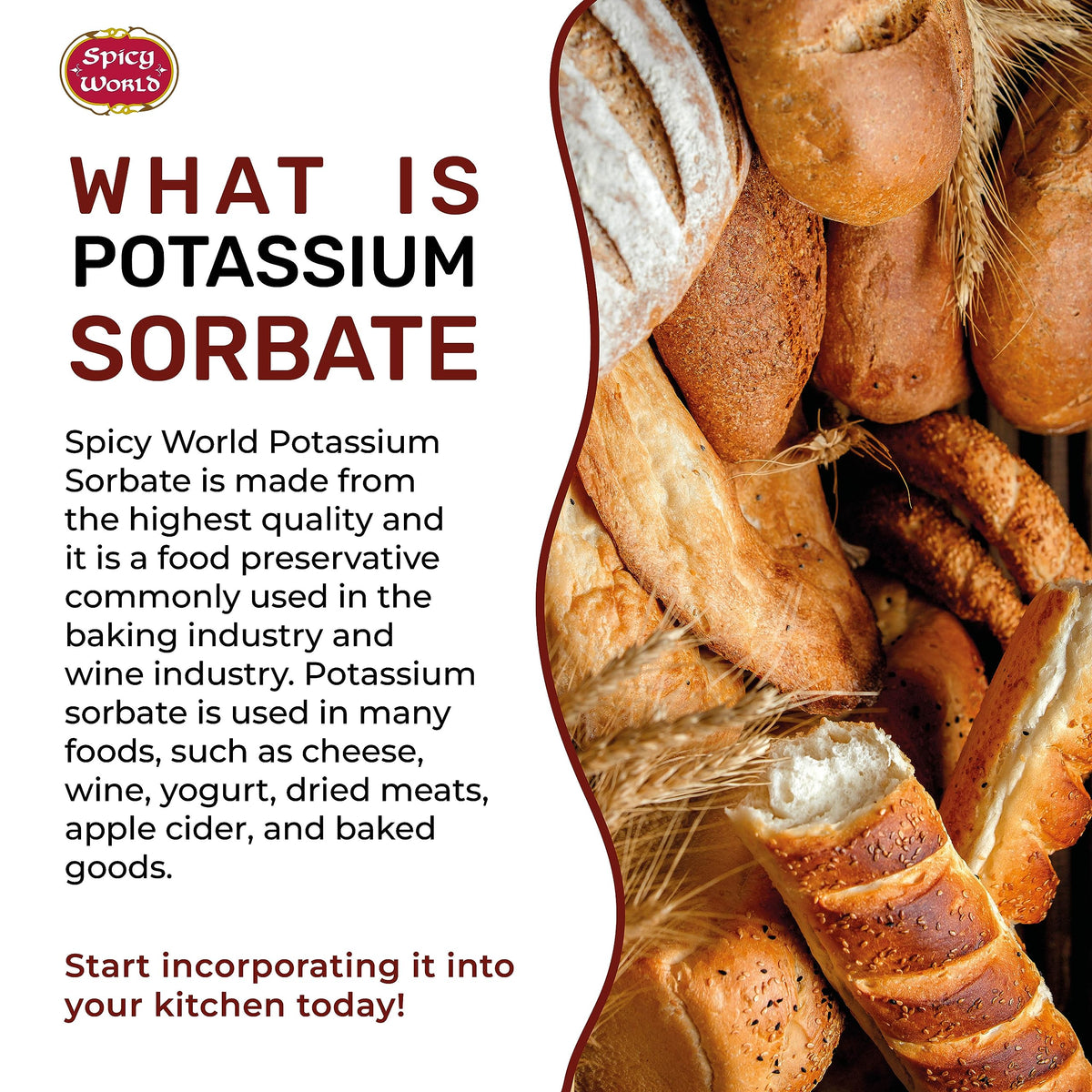 Spicy World potassium sorbate wine stabilizer dissolves completely for clean fermentation.