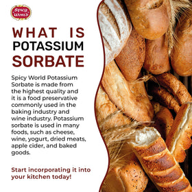 Spicy World potassium sorbate wine stabilizer dissolves completely for clean fermentation.
