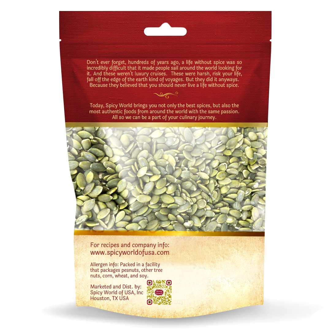 Spicy World serving bowl with pumpkin seeds ready for quick snacks.