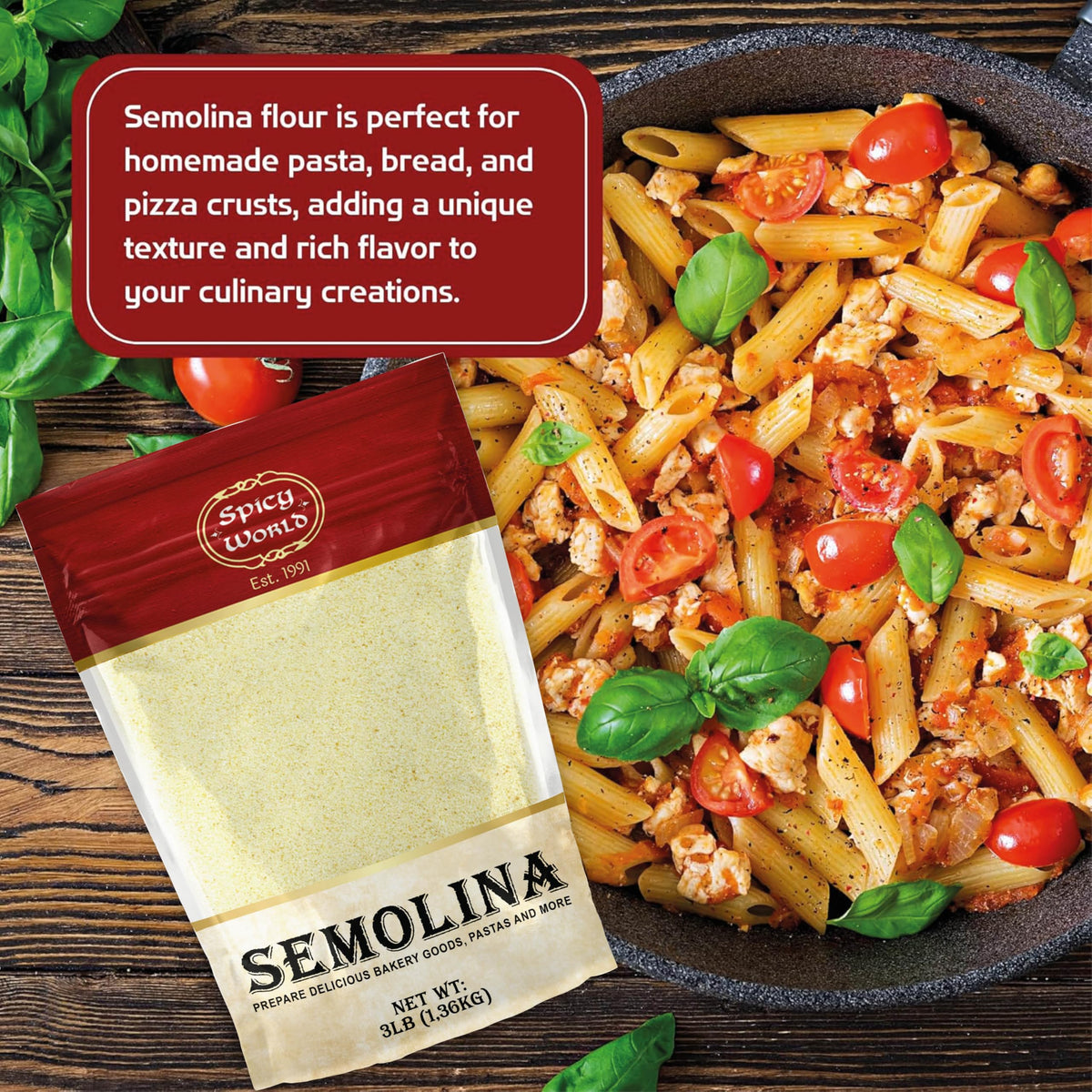 Spicy World Semolina Flour pizza peel release substitute for cornmeal