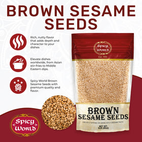 Close-up of Spicy World sesame seeds showing raw texture for versatile use