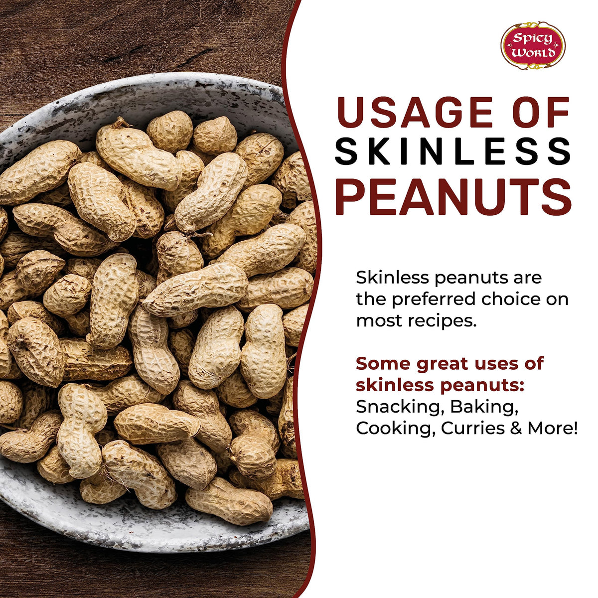 Spicy World skinless peanuts baking idea image, perfect for cookies and desserts