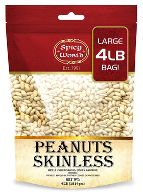 Spicy World skinless peanuts bulk bag, ideal for baking and cooking