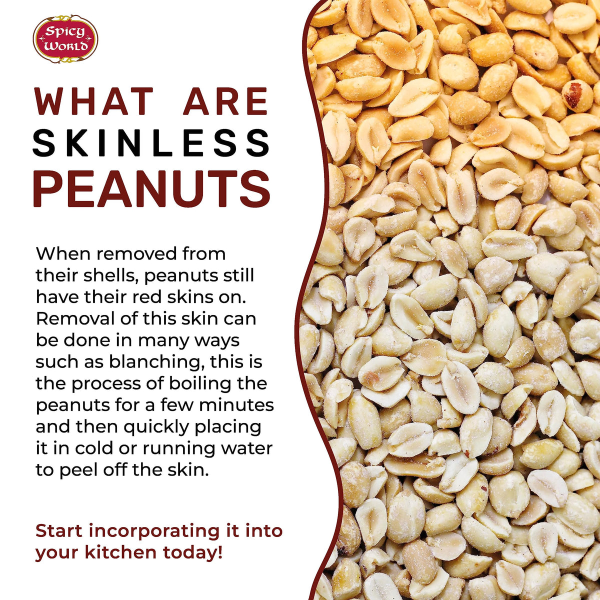 Spicy World skinless peanuts raw unsalted 4lb, great for homemade peanut butter