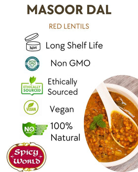 Spicy World split red lentils dry ready for quick cooking