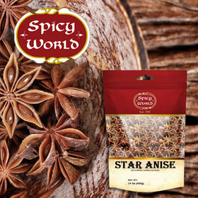 Spicy World star anise in desserts and baking for aromatic notes.