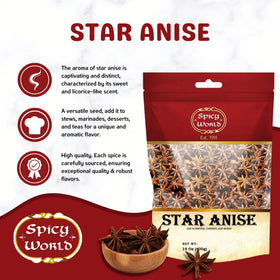 Close-up of Spicy World star anise pods showing the star shape and aroma.