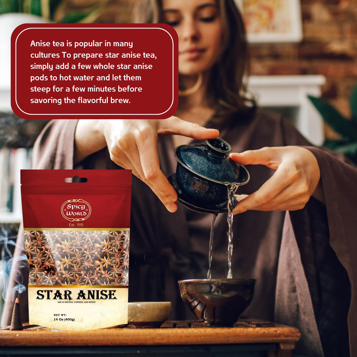 Spicy World ground star anise powder ready for blends.
