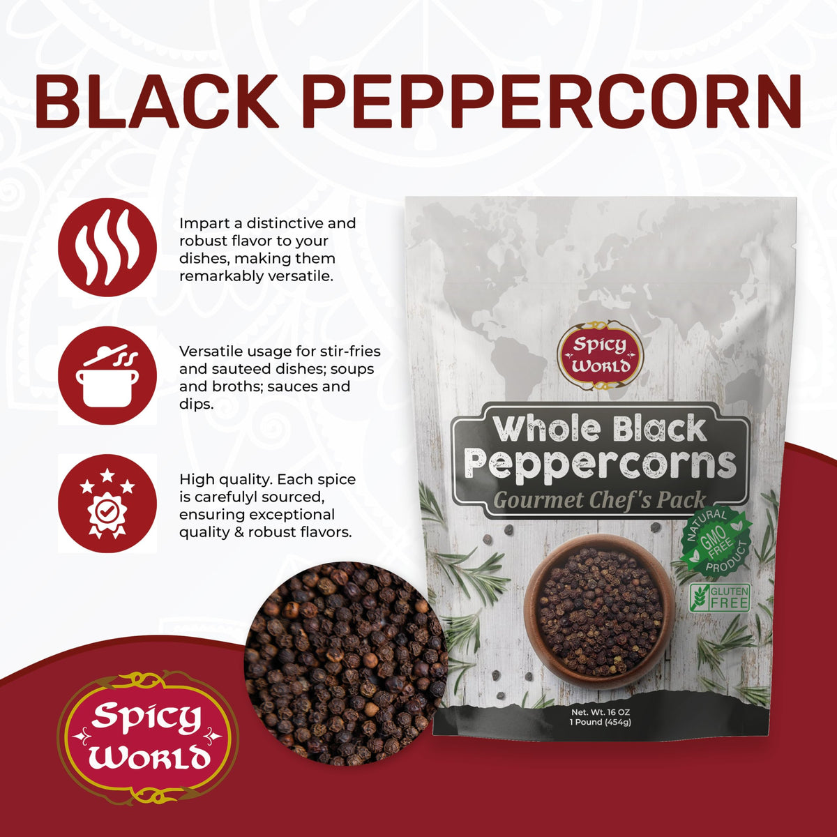 Spicy World steam sterilized peppercorns preserving freshness and purity