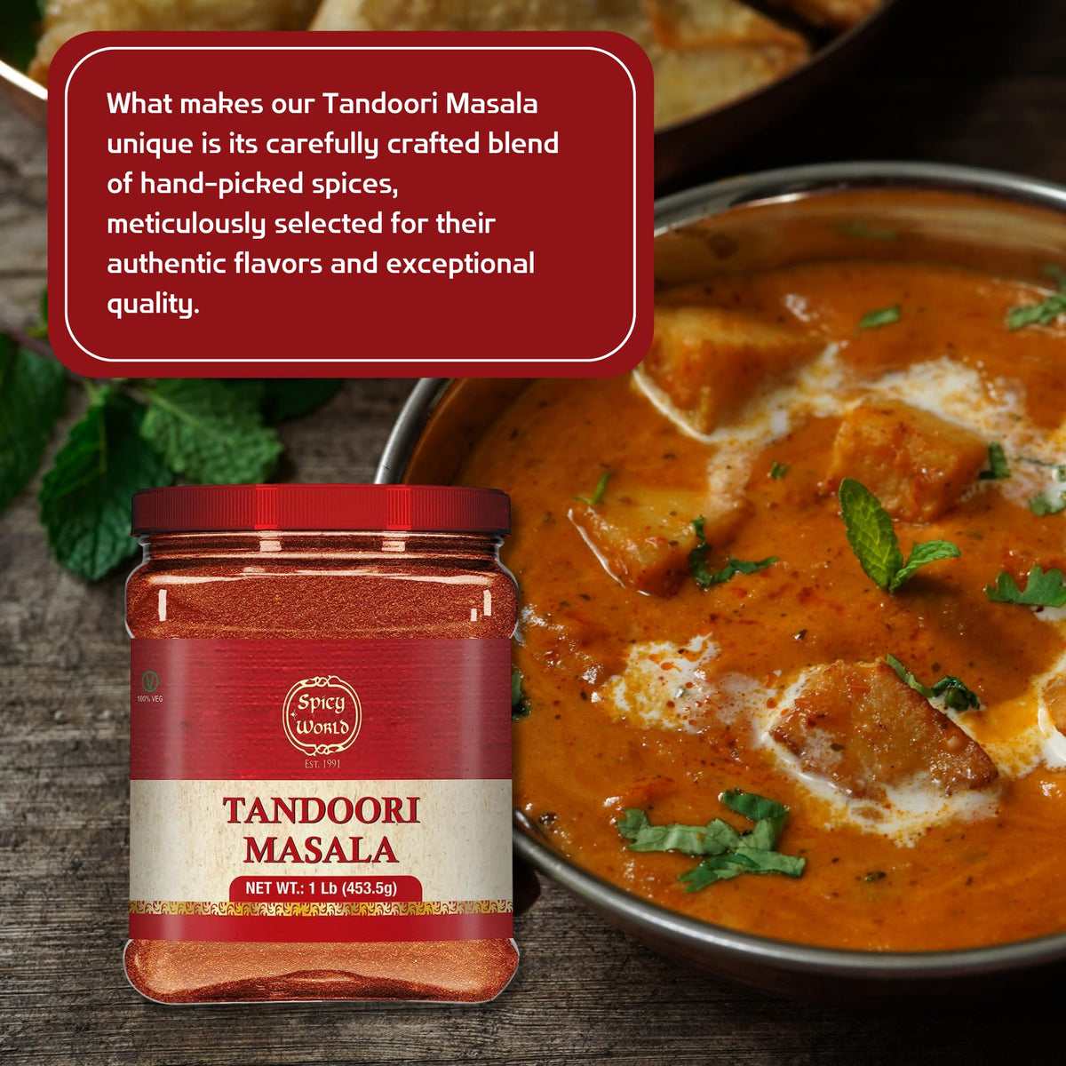 Spicy World Tandoori Masala marinade bowl ready for yogurt-based tandoori