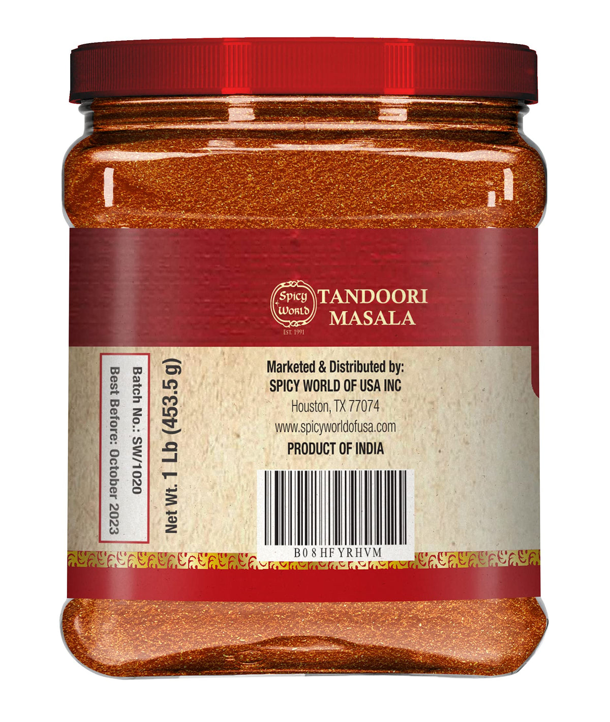 Spicy World Tandoori Masala packaging 1lb for convenient kitchen stock