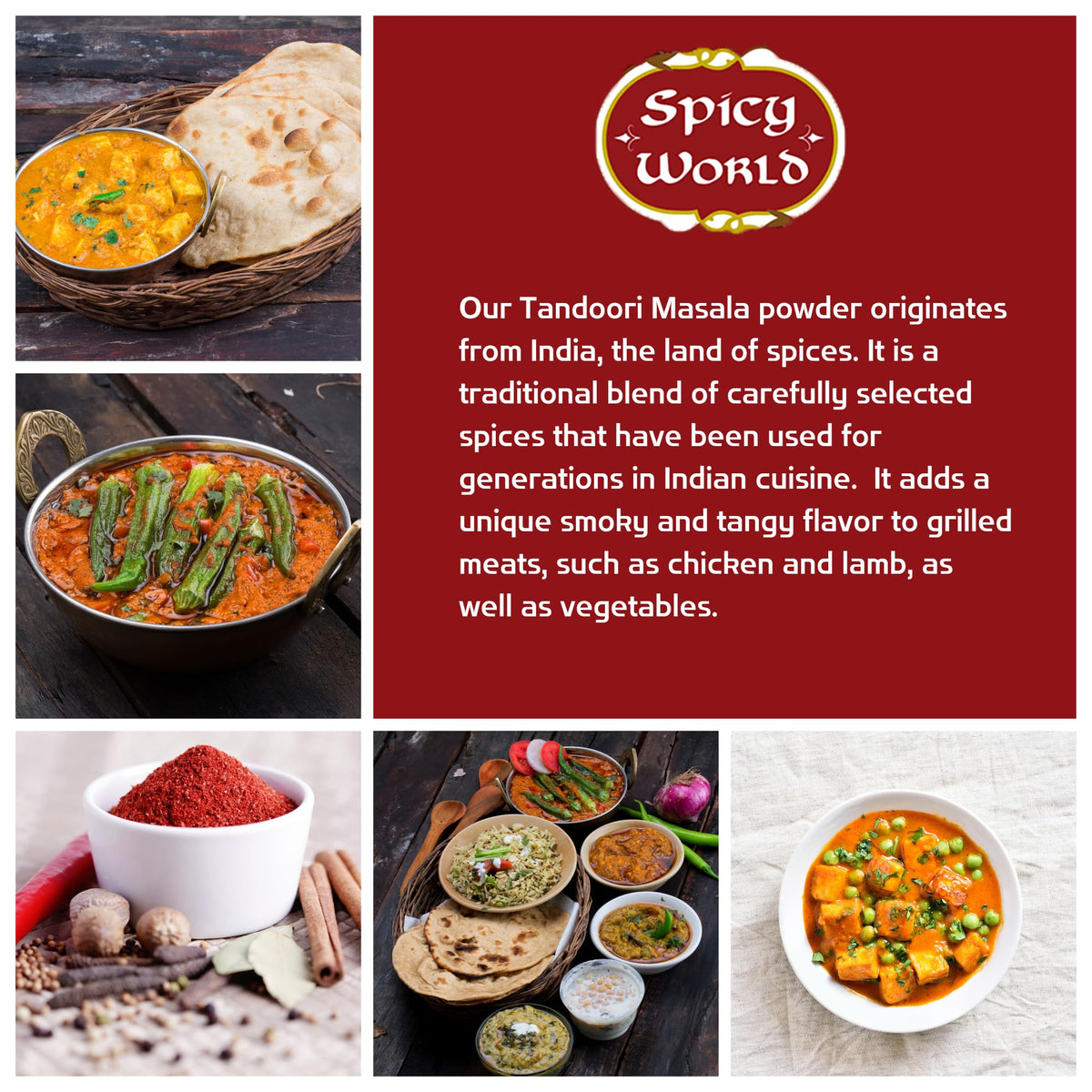 Spicy World Tandoori Masala seasoning with vegetables for a fragrant curry