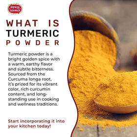 Spicy World Turmeric Powder curry dish showcases a vibrant, warm hue.