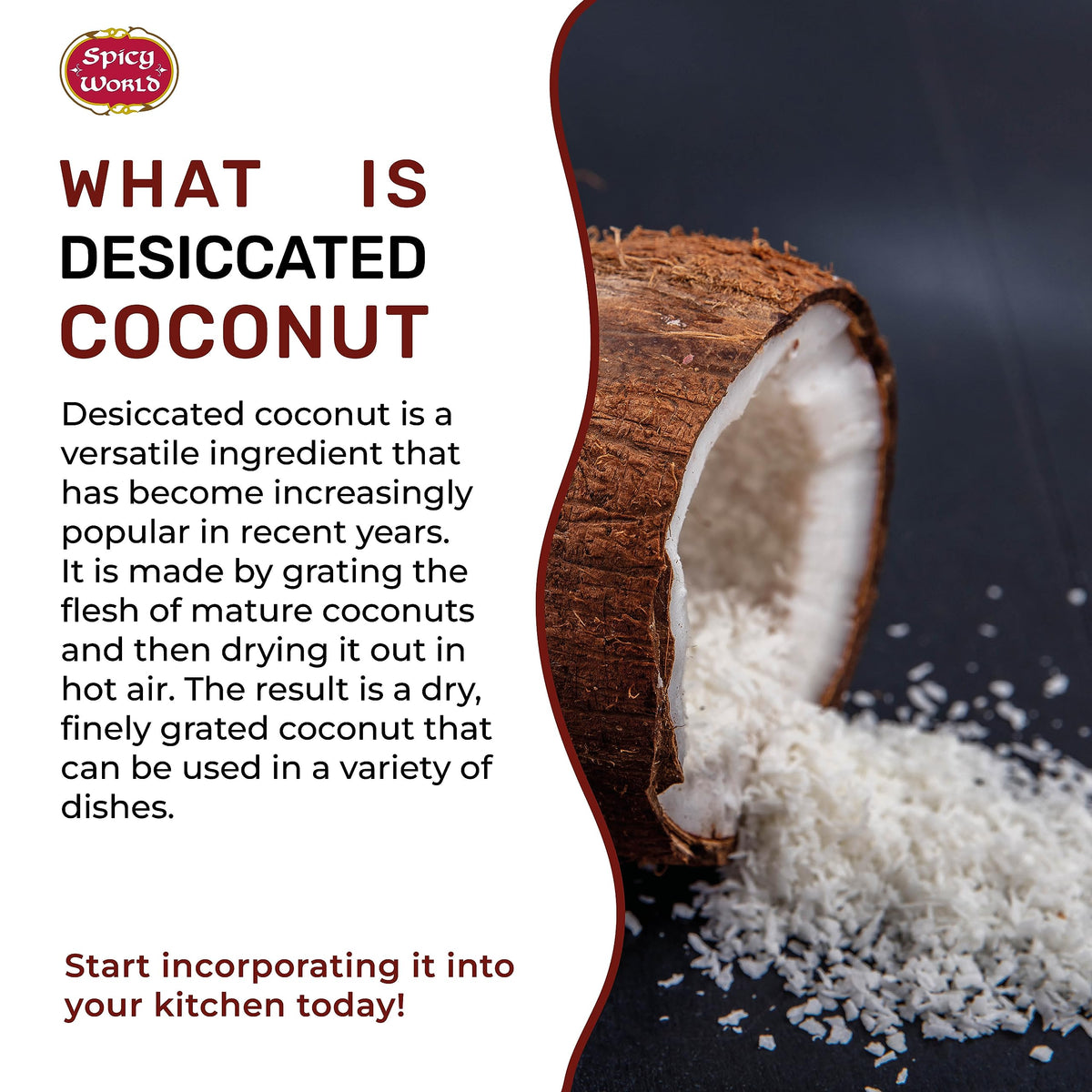 Spicy World unsweetened coconut powder enhances baking without sugar