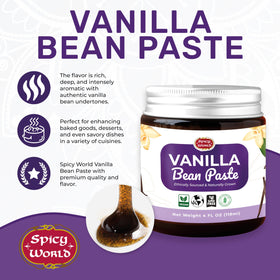 Spicy World vanilla bean specks close-up highlighting real bean bits.