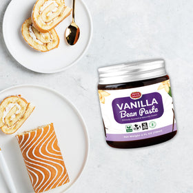 Spicy World vanilla bean paste with recipes idea for cakes.