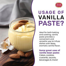 Spicy World paste ingredients graphic showing organic agave and vanilla extract.