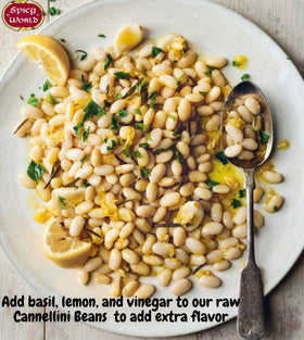 Spicy World white kidney beans Cannellini ideal for stews and purees.