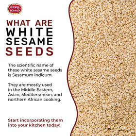 Spicy World white sesame seeds in a baking setup ready to mix