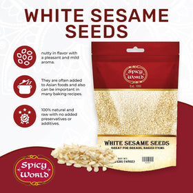 Spicy World white sesame seeds resealable bag pour for quick cooking