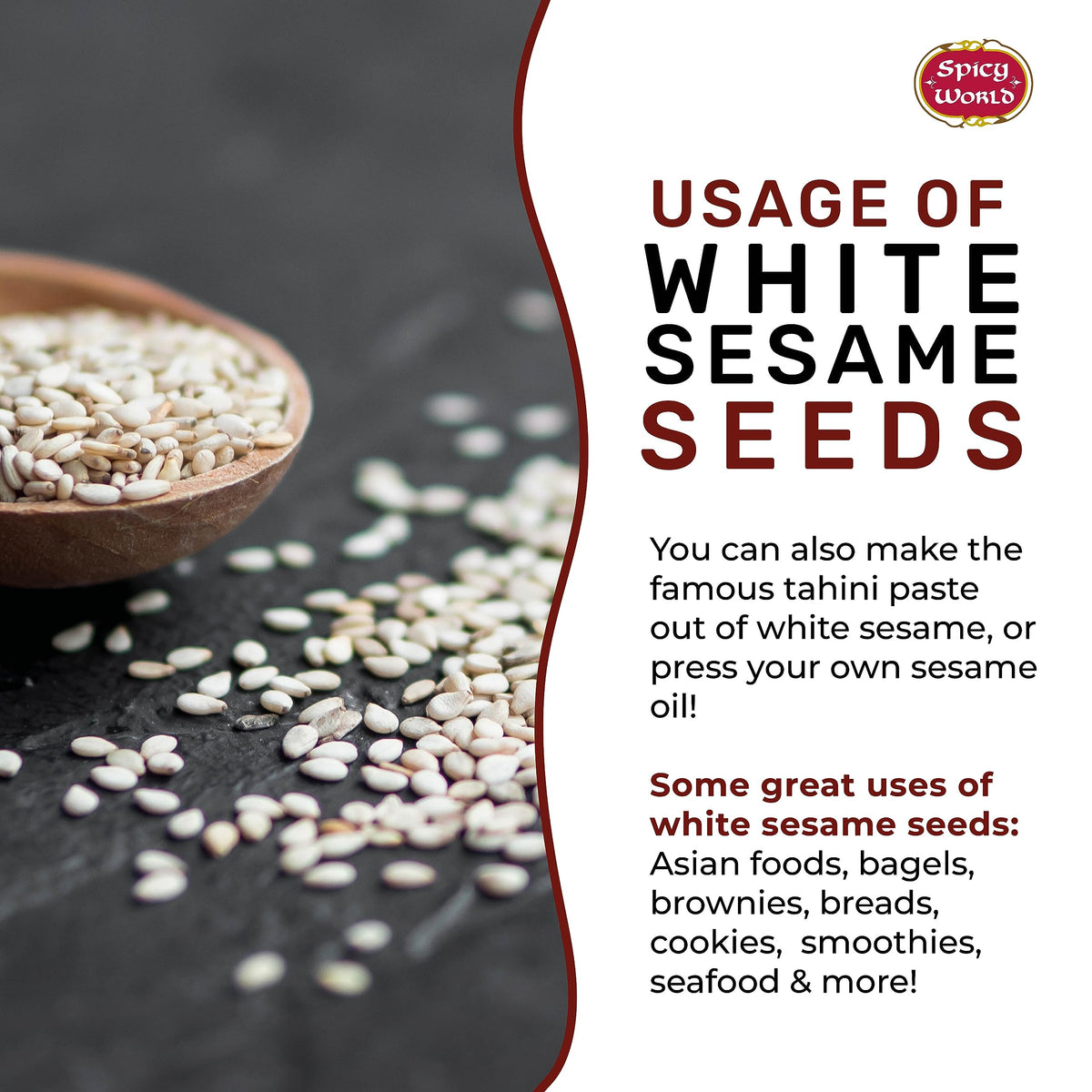 Spicy World white sesame seeds for tahini paste preparation