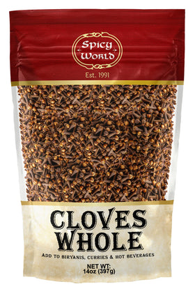 Spicy World whole cloves bulk 14oz bag adds warm, aromatic flavor to curries and stews.