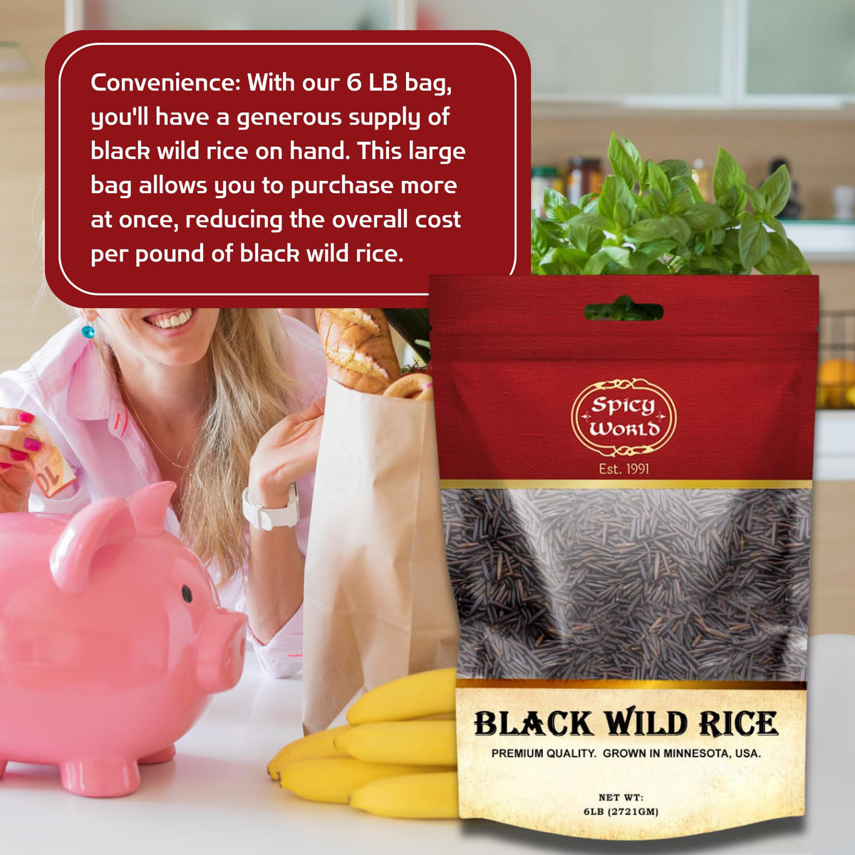 Spicy World Minnesota Grown Black Wild Rice served as pilaf
