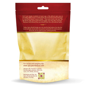 Spicy World yellow corn flour close-up showing a fine texture ideal for pancake batter.