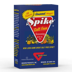 Spike Gourmet Salt-Free Seasoning jar ready to flavor meals.