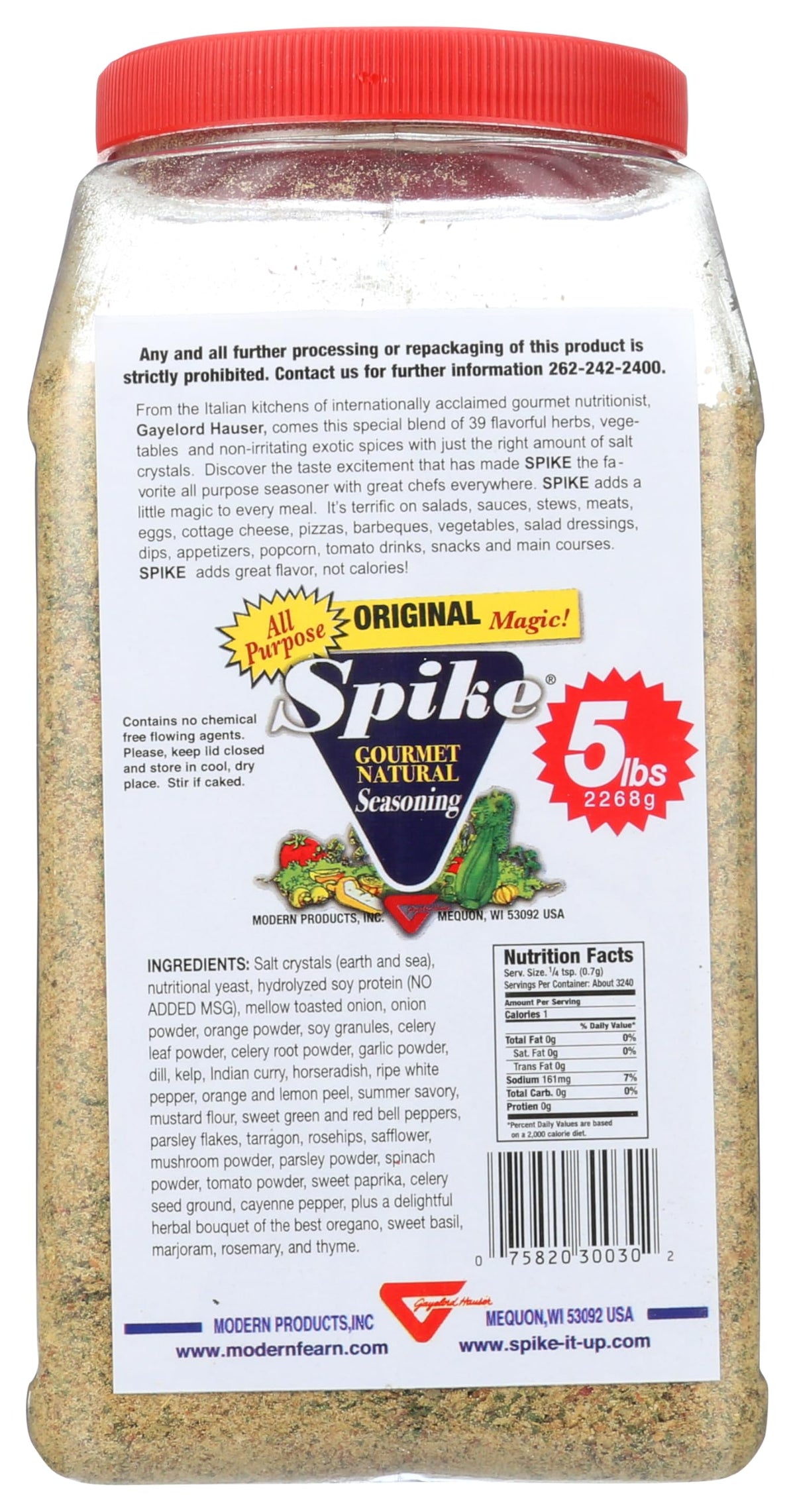 Spike Original Seasoning 5lb bulk pack enhances grilled meats and everyday meals