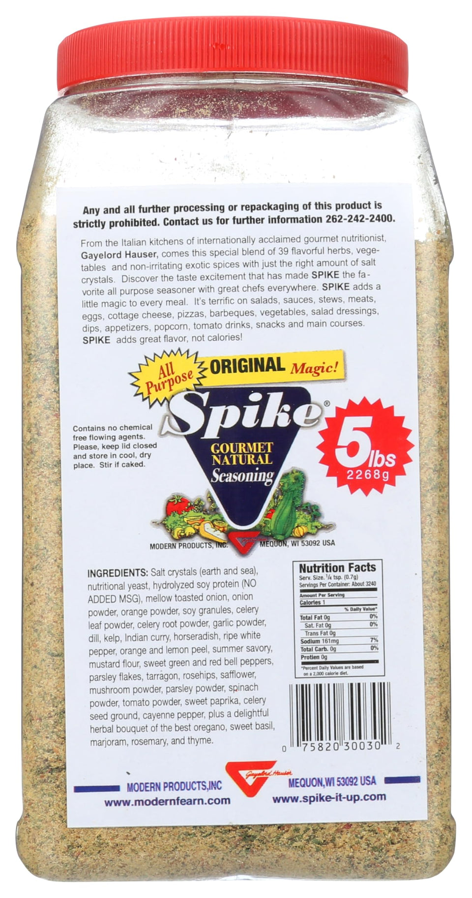 Spike Original Seasoning 5lb bulk pack enhances grilled meats and everyday meals