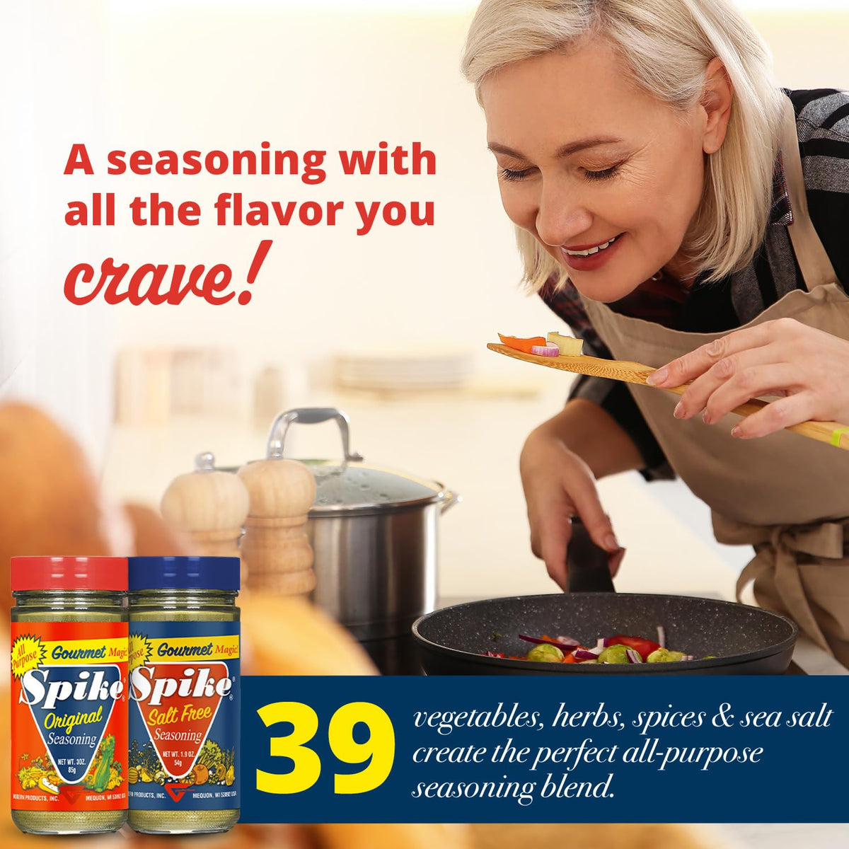 Family kitchen with Spike Original seasonings elevating poultry and salads