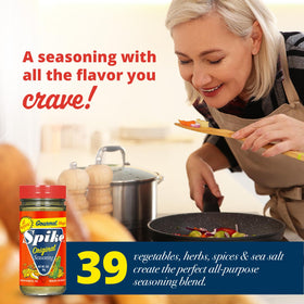 Spike Original seasoning salt dispense action makes seasoning effortless during cooking.