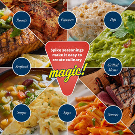 Spike Original seasoning salt ingredients closeup highlights natural, MSG-free flavor.