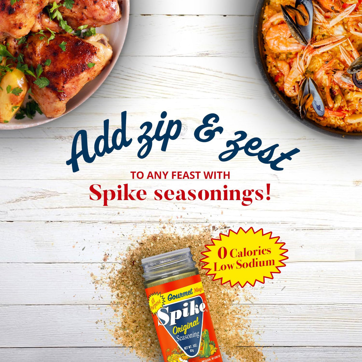 Spike Original seasoning salt packaging front signals trusted USA-made quality.