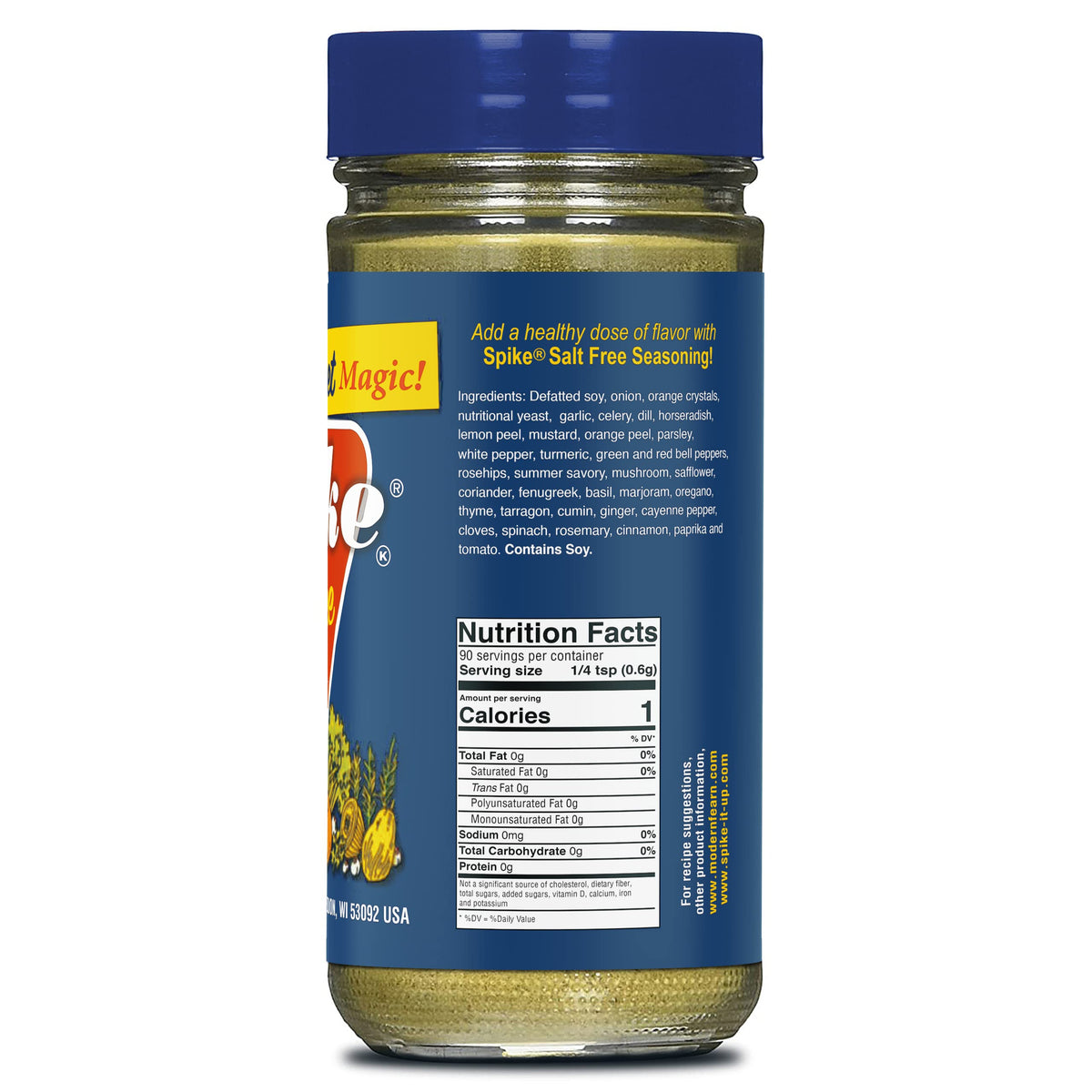 Spike Salt-Free Seasoning pour bottle demonstrates easy, even sprinkling before cooking.