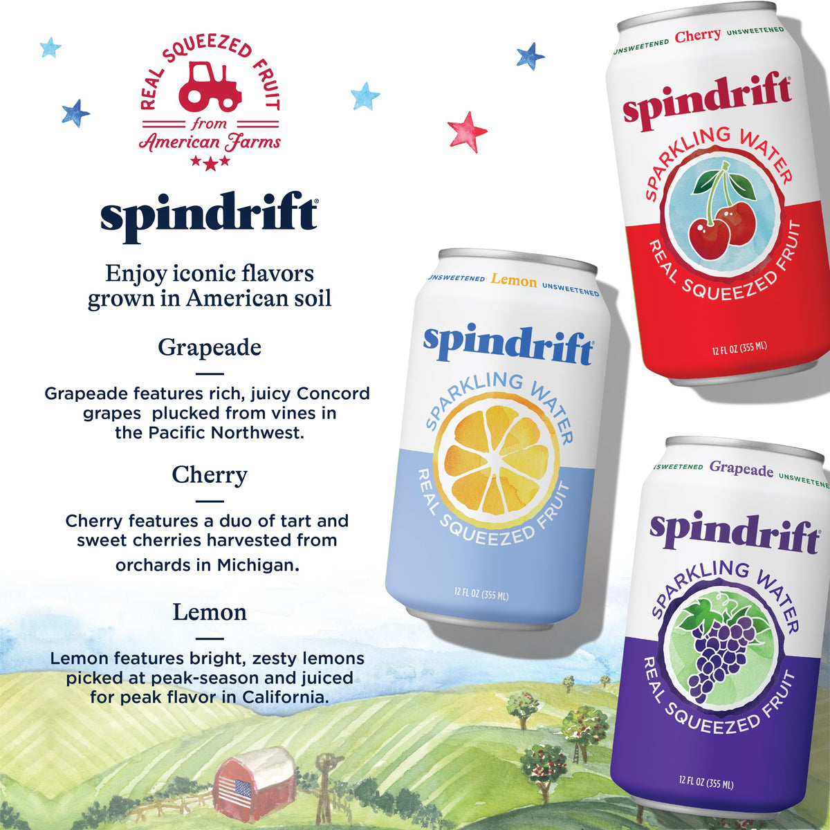 Spindrift Americana Grapeade can with real fruit flavor for gatherings.