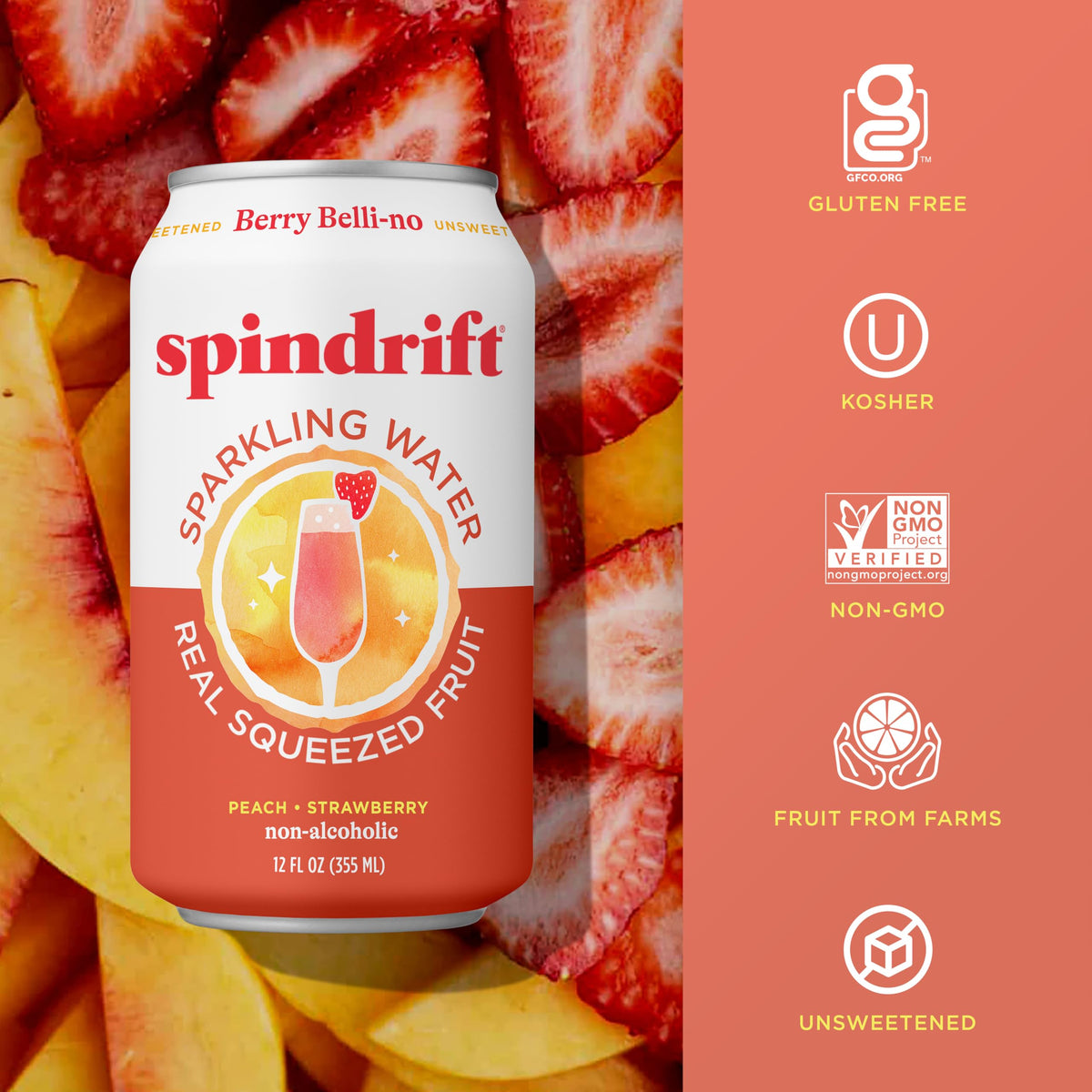 Spindrift Berry Belli-no fruit slices emphasize real fruit character.