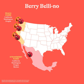 Spindrift Berry Belli-no label close-up highlights natural fruit juice.