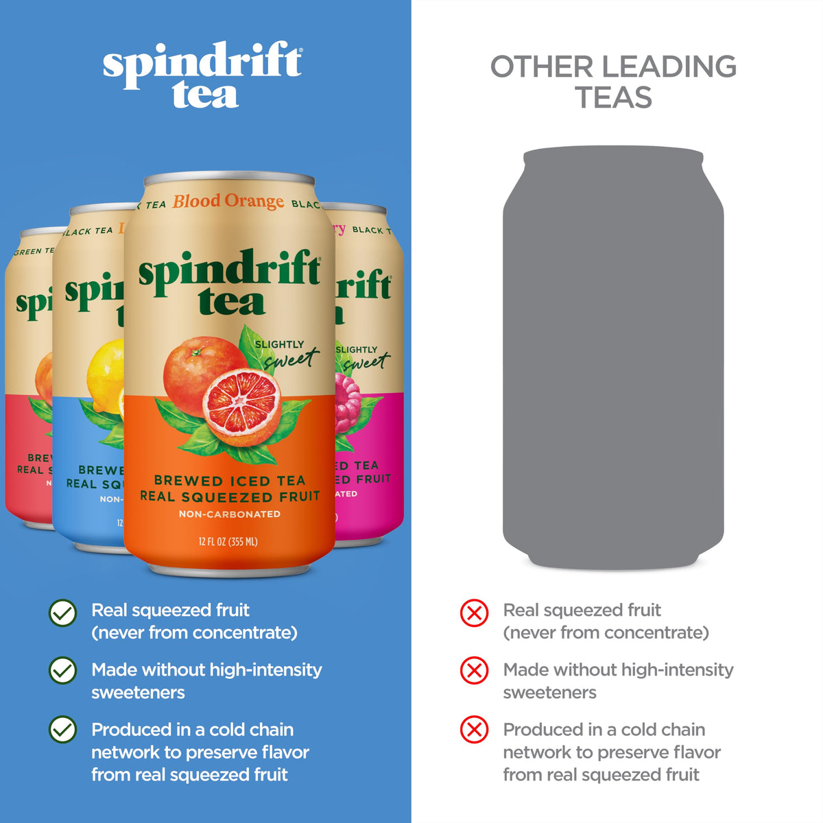 Spindrift Brewed Iced Tea Blood Orange Black Tea can, bright citrus flavor for everyday sipping.