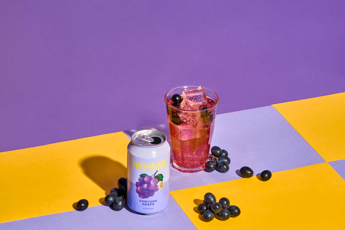 Spindrift Concord Freeze bottle with fruity aroma and crisp bite