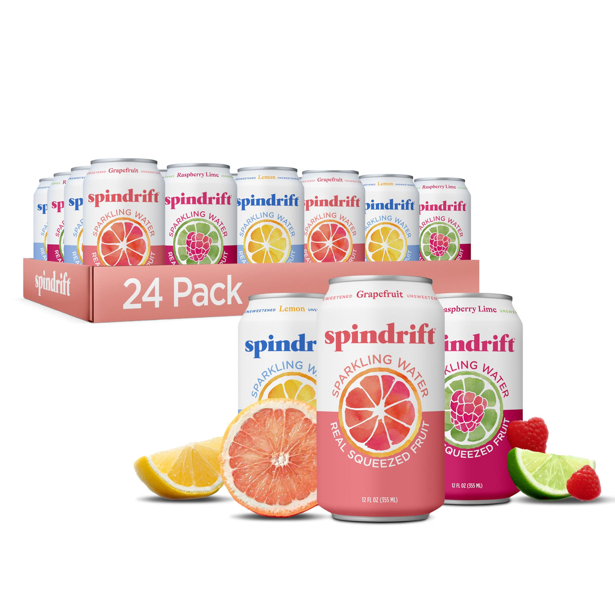 Spindrift Core 3-pack Lemon can shows bright citrus flavor for refreshing hydration