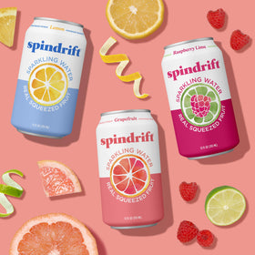 Spindrift Core 3-pack Raspberry Lime Grapefruit cans with crisp, natural fruit taste for gatherings