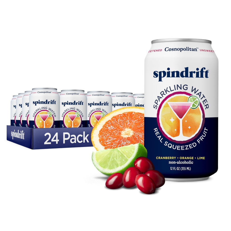 Spindrift Cosnopolitan sparkling water in a 12oz can for crisp refreshment