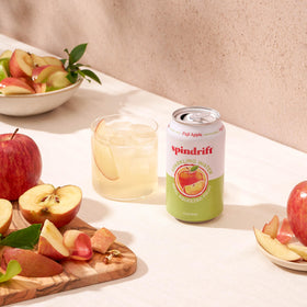 Spindrift Fuji Apple can with nutrition panel visible for transparency.