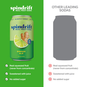Spindrift Ginger Ale ginger juice slices illustrate real fruit presence.