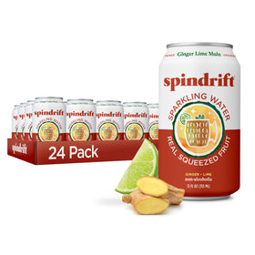 Spindrift Ginger Lime Mule can front showcases real squeezed fruit and a crisp, refreshing profile.